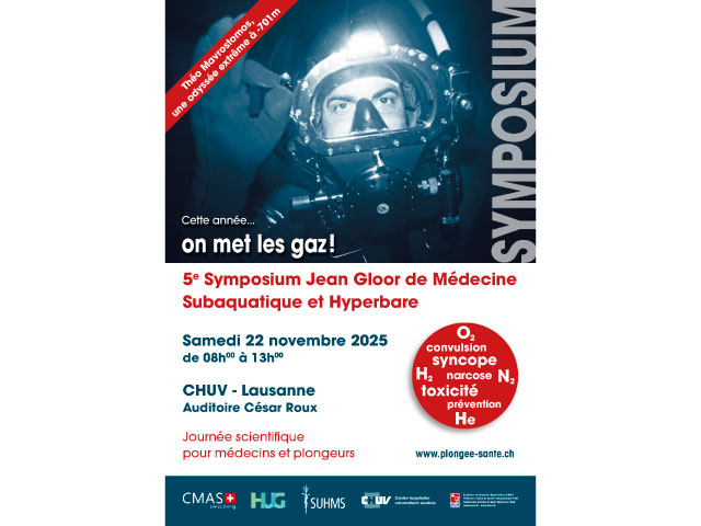 SAVE THE DATE : 22 NOVEMBRE 2025 - SYMPOSIUM JEAN GLOOR DE MÉDECINE SUBAQUATIQUE ET HYPERBARE