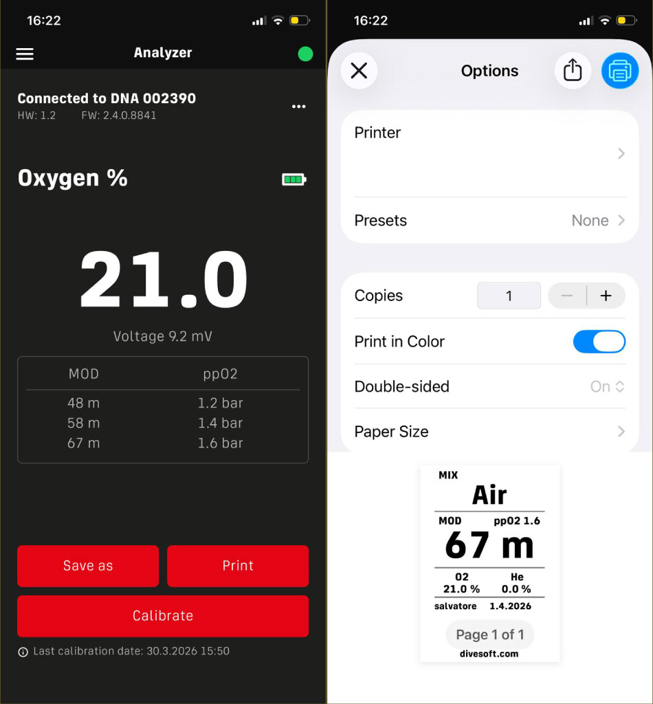 Analyse mélange O2 et impression étiquette