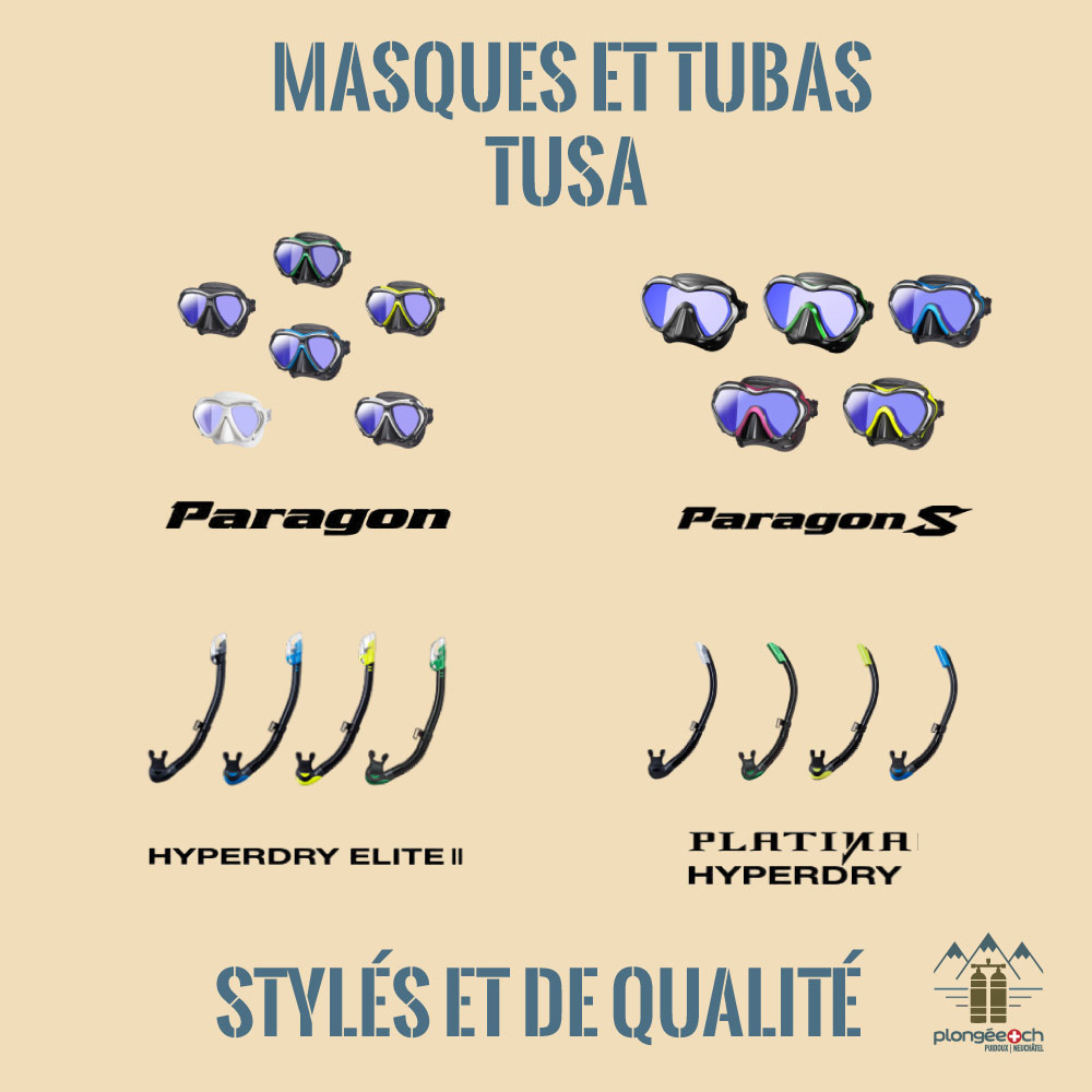 Tusa Masque Paragon Tuba Hyperdry chez Plongée.ch